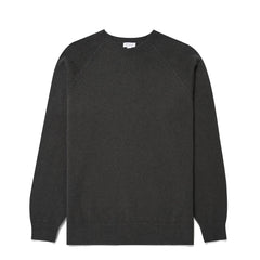 Sunspel Lambswool Crew Neck Drill Green - Parasol Store