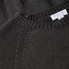 Sunspel Lambswool Crew Neck Drill Green - Parasol Store