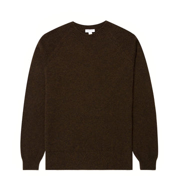 Sunspel Lambswool Crew Neck Jumper Loden Green Twist