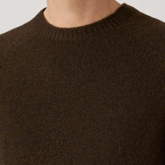 Sunspel Lambswool Crew Neck Jumper Loden Green Twist