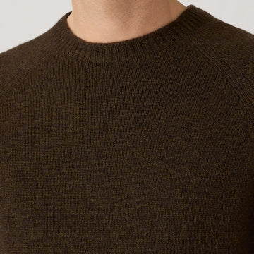 Sunspel Lambswool Crew Neck Jumper Loden Green Twist