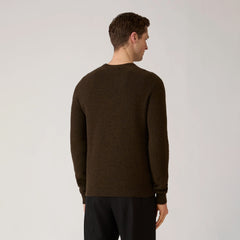 Sunspel Lambswool Crew Neck Jumper Loden Green Twist