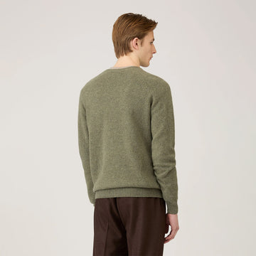 Sunspel Lambswool Crew Neck Sea Moss - Parasol Store