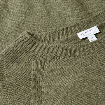 Sunspel Lambswool Crew Neck Sea Moss - Parasol Store