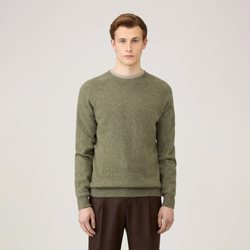 Sunspel Lambswool Crew Neck Sea Moss - Parasol Store