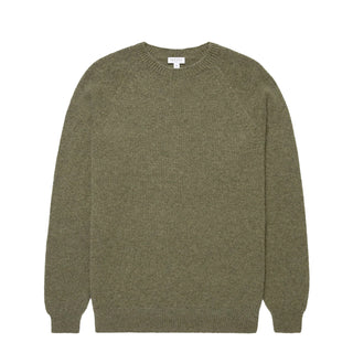 Sunspel Lambswool Crew Neck Sea Moss - Parasol Store