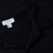 Sunspel Linear Mesh Polo Shirt Black - Parasol Store