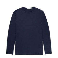 Sunspel Long Sleeve Crew Neck T-Shirt Navy - Parasol Store
