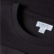 Sunspel Long Sleeve Riviera Midweight T-Shirt Black - Parasol Store