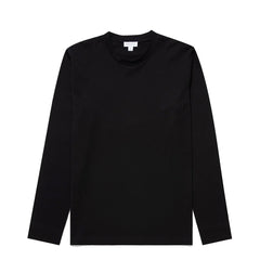 Sunspel Long Sleeve Riviera Midweight T-Shirt Black - Parasol Store