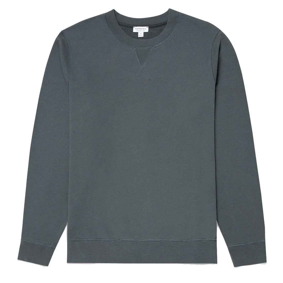 Sunspel Loopback Sweatshirt Drill Green - Parasol Store
