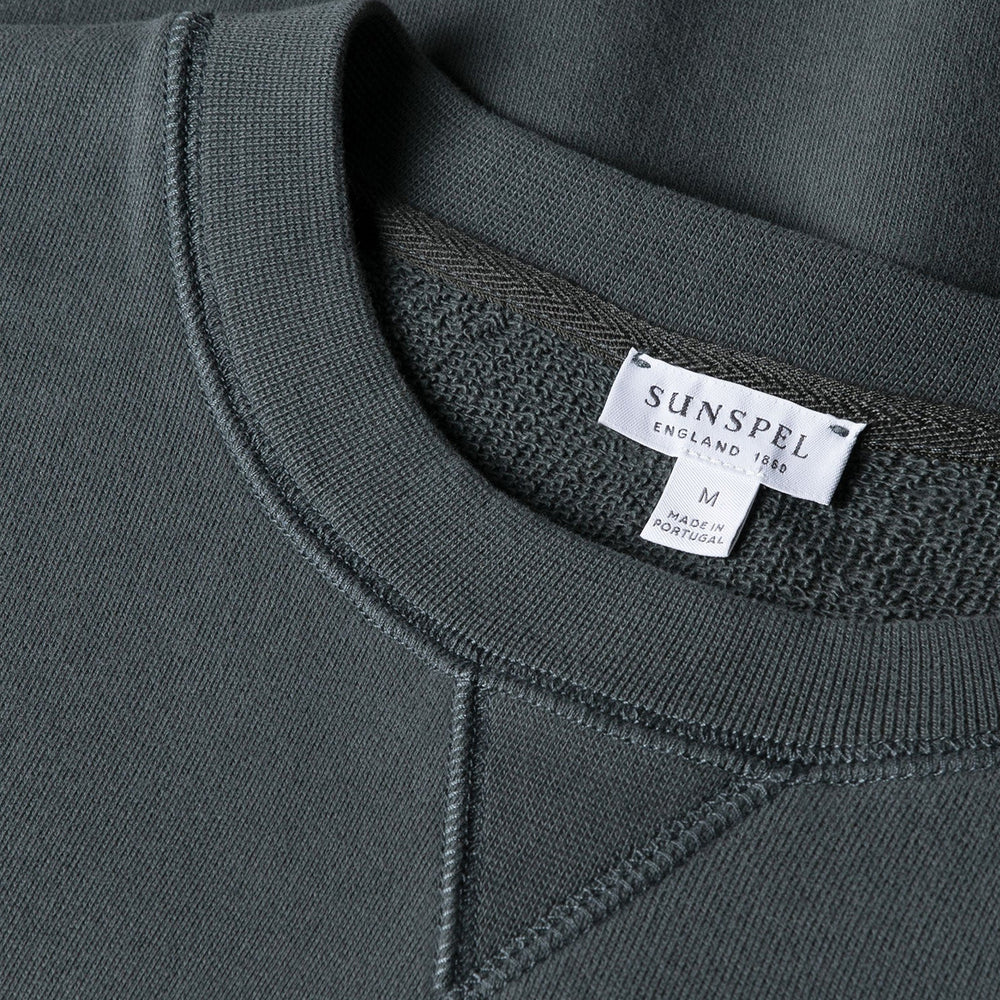 Sunspel Loopback Sweatshirt Drill Green - Parasol Store