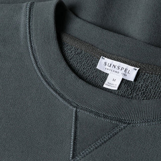 Sunspel Loopback Sweatshirt Drill Green - Parasol Store