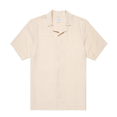 Sunspel Loose Weave Check Shirt Ecru - Parasol Store