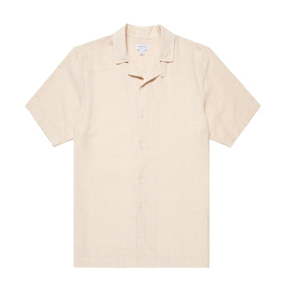 Sunspel Loose Weave Check Shirt Ecru