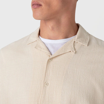 Sunspel Loose Weave Check Shirt Ecru - Parasol Store