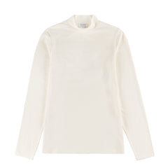 Sunspel Womens Mock Neck L/S Top Ecru - Parasol Store