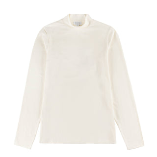 Sunspel Womens Mock Neck L/S Top Ecru