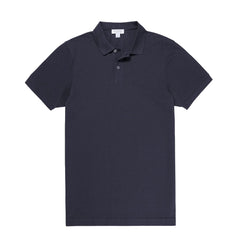 Sunspel Pique Polo Shirt Navy - Parasol Store