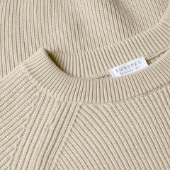 Sunspel Ribbed Cotton Jumper Mink - Parasol Store