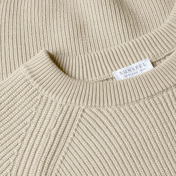 Sunspel Ribbed Cotton Jumper Mink - Parasol Store