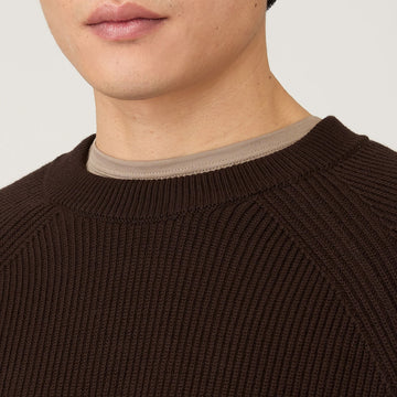 Sunspel Ribbed Cotton Jumper Truffle - Parasol Store