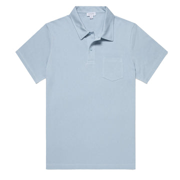 Sunspel Riviera Polo Shirt Blue Mist - Parasol Store