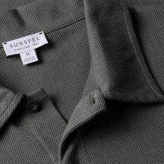 Sunspel Riviera Polo Shirt Drill Green - Parasol Store