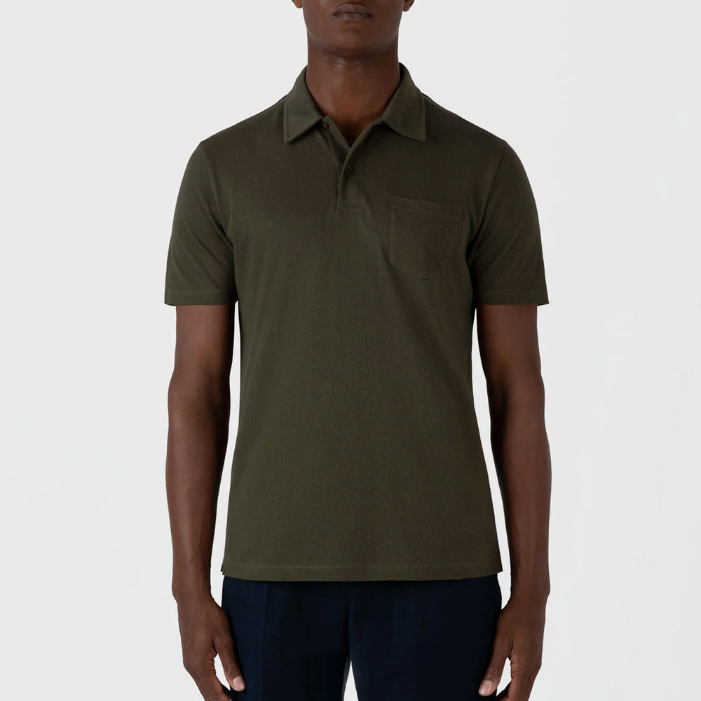 Sunspel Riviera Polo Shirt Pine Green - Parasol Store