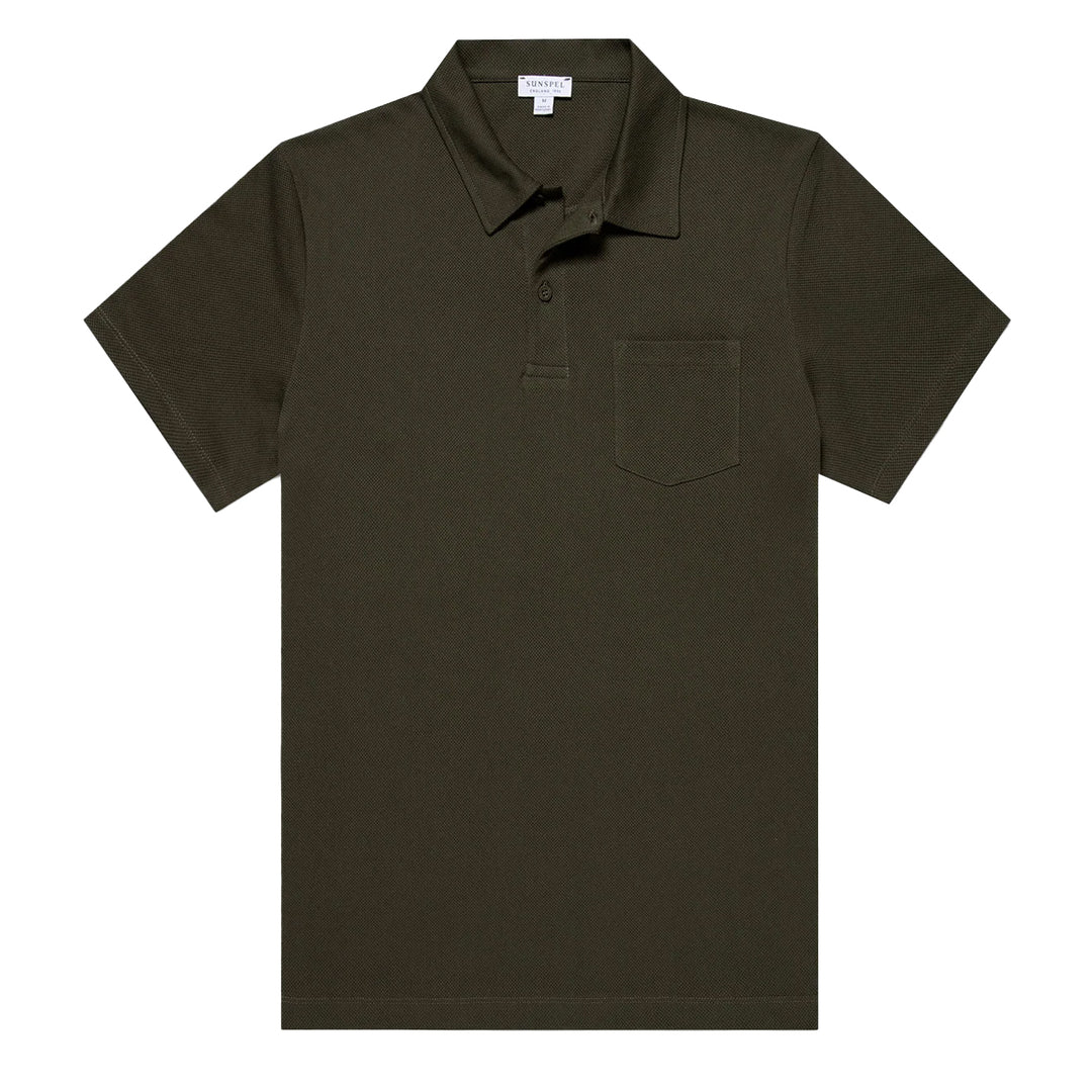 Sunspel Riviera Polo Shirt Pine Green - Parasol Store