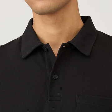 Sunspel Riviera S/S Polo Shirt Black - Parasol Store