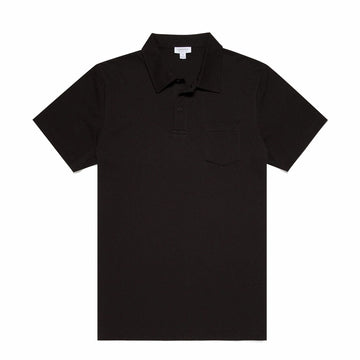 Sunspel Riviera S/S Polo Shirt Black - Parasol Store