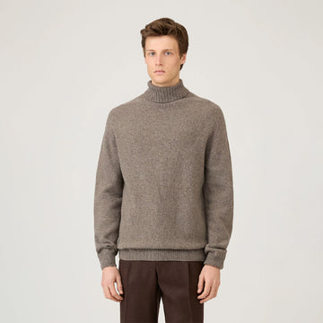 Sunspel Roll Neck Sweater Bark - Parasol Store