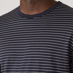 Sunspel S/S Classic Stripe T-Shirt Navy / Ecru Pinstripe
