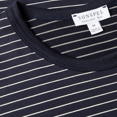 Sunspel S/S Classic Stripe T-Shirt Navy / Ecru Pinstripe