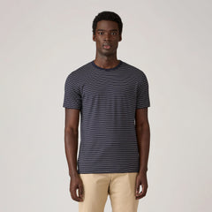 Sunspel S/S Classic Stripe T-Shirt Navy / Ecru Pinstripe