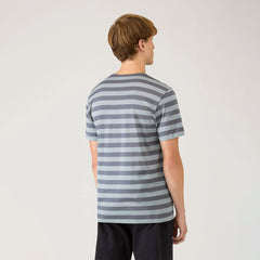 Sunspel SS Classic Stripe T-Shirt Stone Blue / Slate Blue Block Stripe