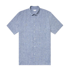 Sunspel SS Italian Linen Shirt Bluestone Melange - Parasol Store
