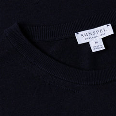 Sunspel Sea Island Crew S/S Knitwear Light Navy - Parasol Store