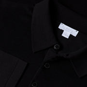 Sunspel Sea Island L/S Polo Knitwear Black - Parasol Store