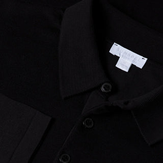 Sunspel Sea Island L/S Polo Knitwear Black - Parasol Store