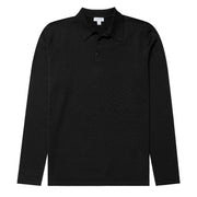 Sunspel Sea Island L/S Polo Knitwear Black - Parasol Store