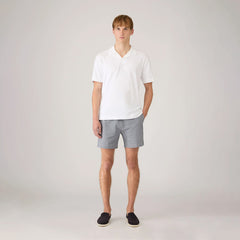 Sunspel Textured Stripe Swimshort Navy / White Seersucker Pinstripe