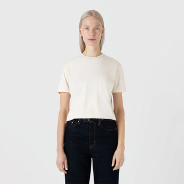 Sunspel Womens Boy-Fit Crew Neck T-Shirt Undyed