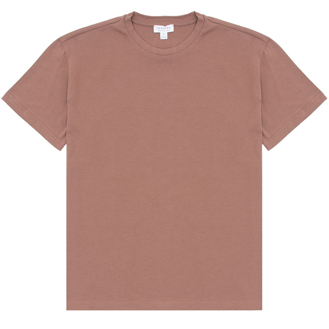 Sunspel Womens Boy Fit Crew Neck T-Shirt Dark Sand - Parasol Store