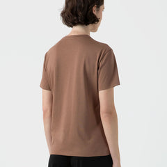 Sunspel Womens Boy Fit Crew Neck T-Shirt Dark Sand - Parasol Store