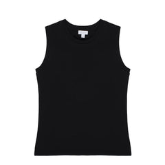 Sunspel Womens Boy Fit Tank T-Shirt Black - Parasol Store
