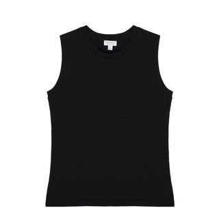 Sunspel Womens Boy Fit Tank T-Shirt Black