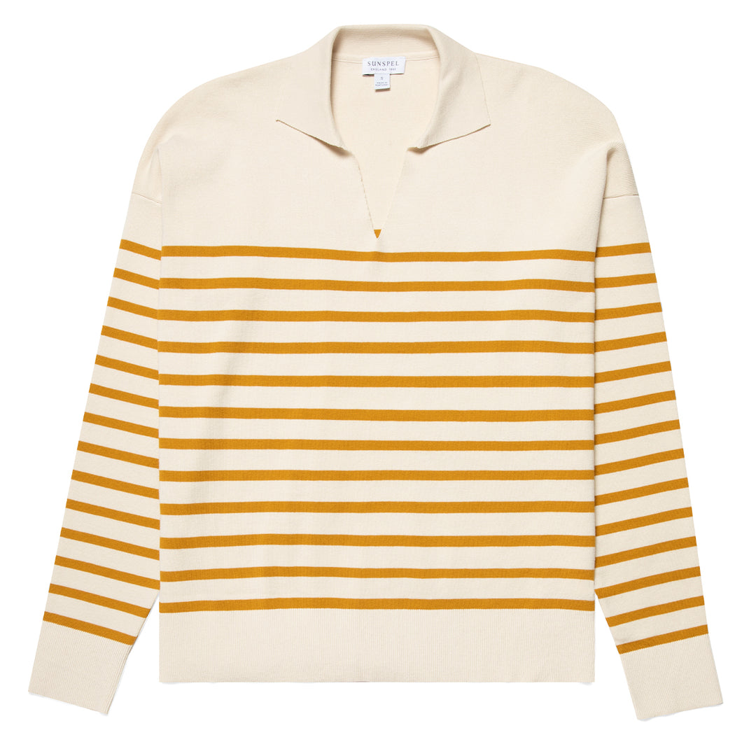 Sunspel Womens Breton Stripe Sweater Ecru / Cider Breton Stripe Sunspel