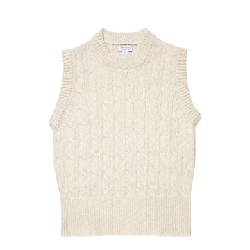 Sunspel Womens Cable Knit Vest Ecru